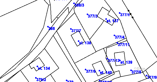 Parcela st. 138 v KÚ Hostěnice u Brozan, Katastrální mapa