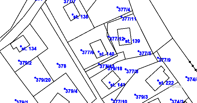 Parcela st. 140 v KÚ Hostěnice u Brozan, Katastrální mapa