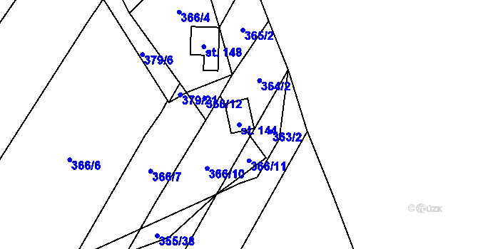 Parcela st. 144 v KÚ Hostěnice u Brozan, Katastrální mapa