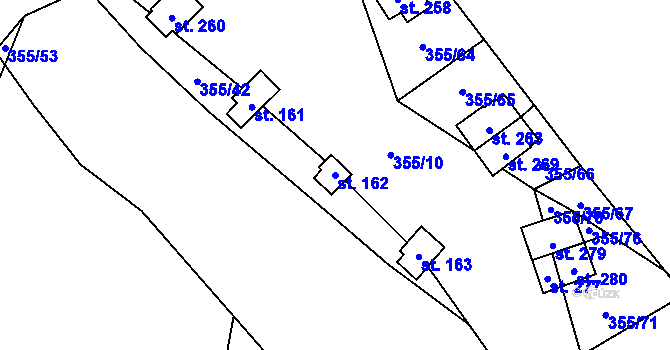 Parcela st. 162 v KÚ Hostěnice u Brozan, Katastrální mapa