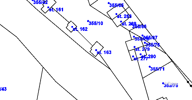Parcela st. 163 v KÚ Hostěnice u Brozan, Katastrální mapa