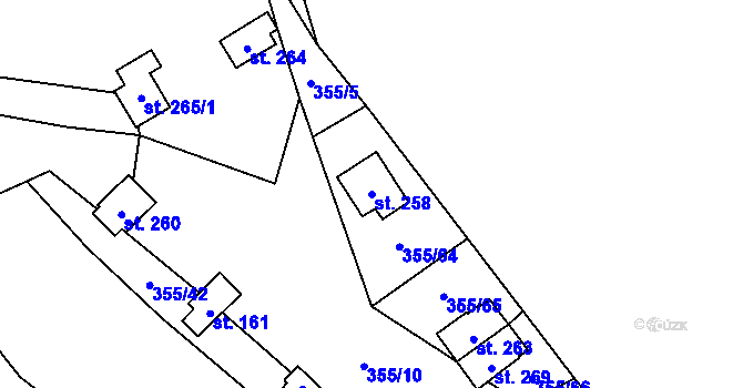 Parcela st. 258 v KÚ Hostěnice u Brozan, Katastrální mapa