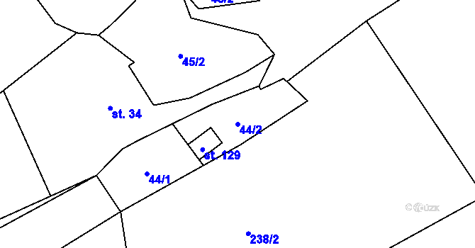Parcela st. 44/2 v KÚ Hostěnice u Brozan, Katastrální mapa