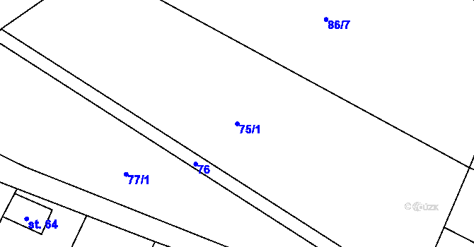 Parcela st. 75/1 v KÚ Hostěnice u Brozan, Katastrální mapa