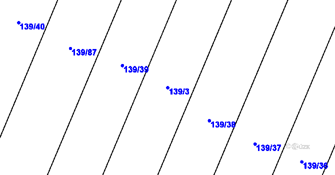 Parcela st. 139/3 v KÚ Hostěnice u Brozan, Katastrální mapa