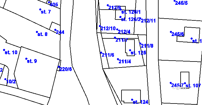 Parcela st. 211/6 v KÚ Hostěnice u Brozan, Katastrální mapa