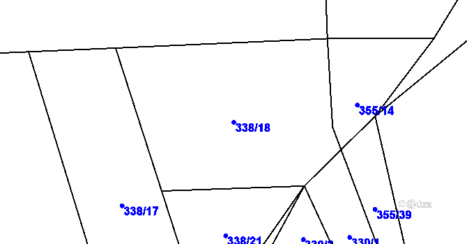 Parcela st. 338/18 v KÚ Hostěnice u Brozan, Katastrální mapa