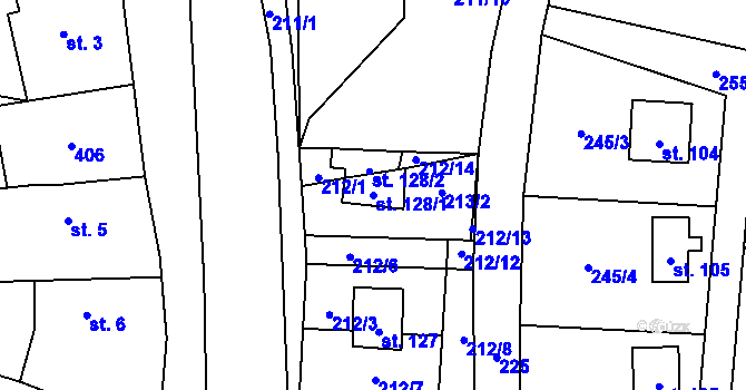 Parcela st. 128/1 v KÚ Hostěnice u Brozan, Katastrální mapa