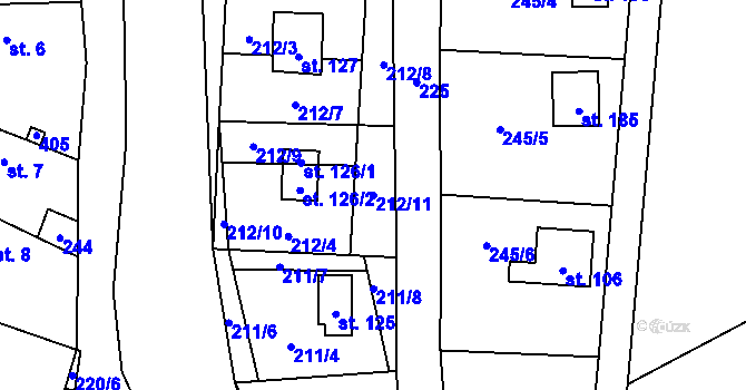 Parcela st. 212/11 v KÚ Hostěnice u Brozan, Katastrální mapa