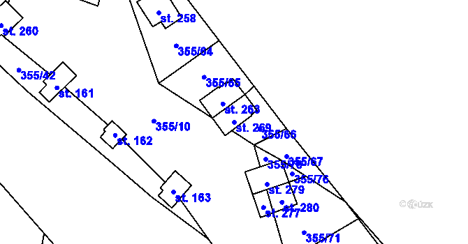 Parcela st. 269 v KÚ Hostěnice u Brozan, Katastrální mapa