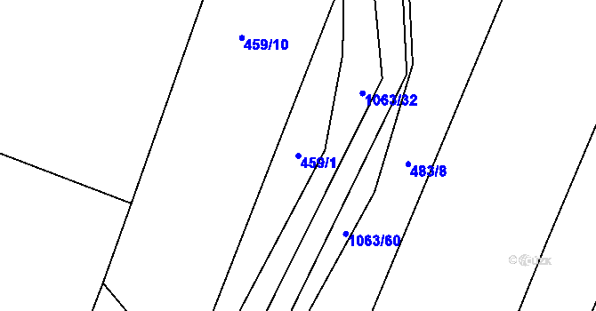 Parcela st. 459/1 v KÚ Brtec, Katastrální mapa