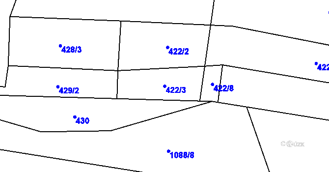 Parcela st. 422/3 v KÚ Brtec, Katastrální mapa