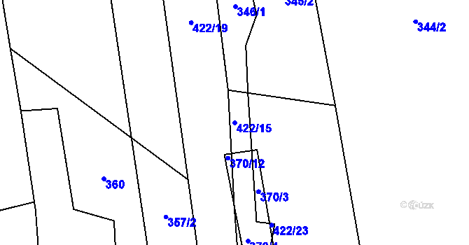 Parcela st. 422/15 v KÚ Brtec, Katastrální mapa