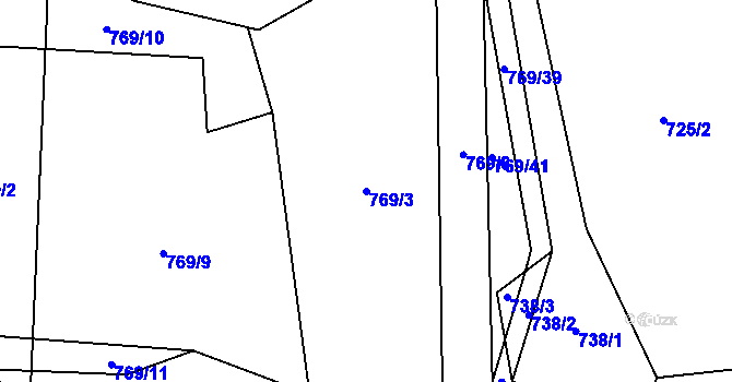 Parcela st. 769/3 v KÚ Brtec, Katastrální mapa