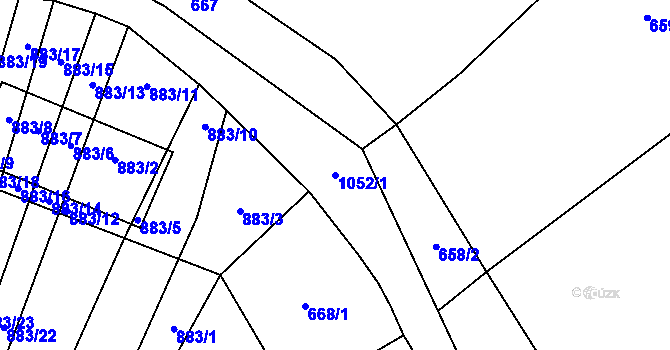 Parcela st. 1052/1 v KÚ Brtec, Katastrální mapa