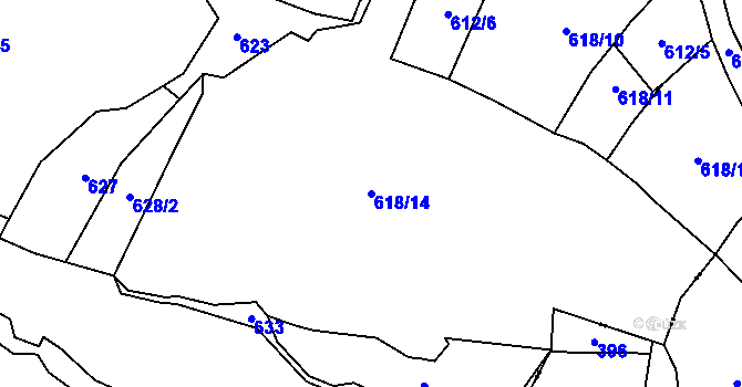 Parcela st. 618/14 v KÚ Vratišov, Katastrální mapa