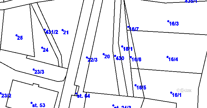 Parcela st. 20 v KÚ Brteč, Katastrální mapa