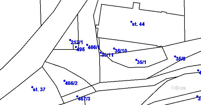 Parcela st. 35/11 v KÚ Brteč, Katastrální mapa