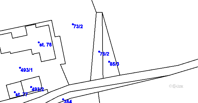 Parcela st. 76/2 v KÚ Brteč, Katastrální mapa