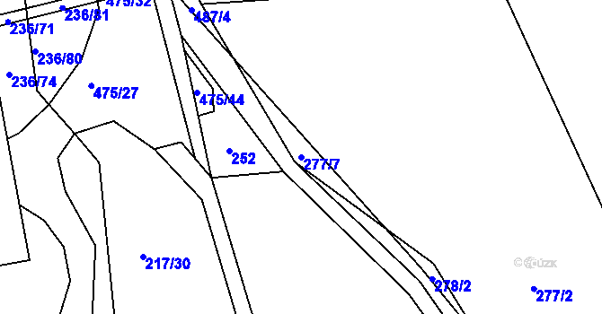 Parcela st. 277/7 v KÚ Brteč, Katastrální mapa