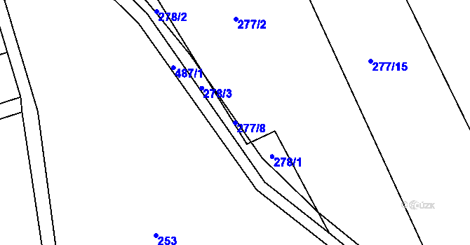 Parcela st. 277/8 v KÚ Brteč, Katastrální mapa