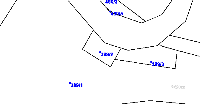 Parcela st. 389/2 v KÚ Brteč, Katastrální mapa