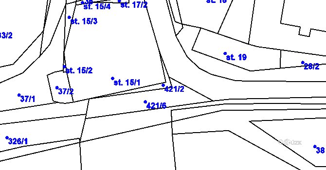 Parcela st. 421/2 v KÚ Brteč, Katastrální mapa