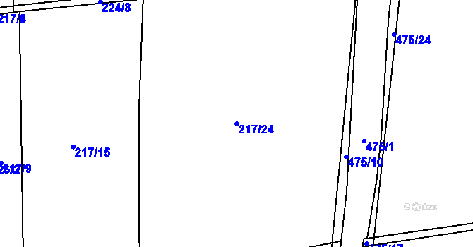Parcela st. 217/24 v KÚ Brteč, Katastrální mapa
