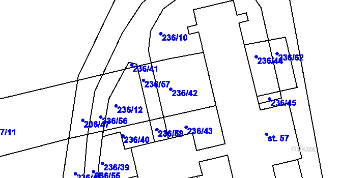 Parcela st. 236/42 v KÚ Brteč, Katastrální mapa