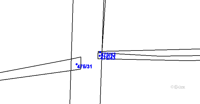 Parcela st. 475/42 v KÚ Brteč, Katastrální mapa