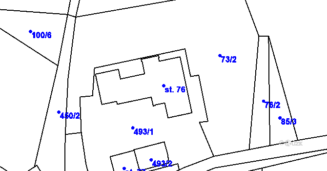 Parcela st. 76 v KÚ Brteč, Katastrální mapa