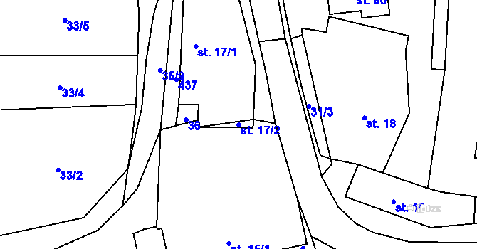 Parcela st. 17/2 v KÚ Brteč, Katastrální mapa