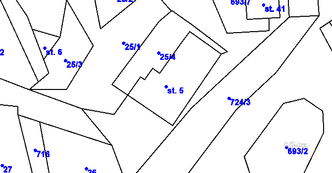 Parcela st. 5 v KÚ Brtná, Katastrální mapa