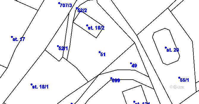 Parcela st. 51 v KÚ Brtná, Katastrální mapa
