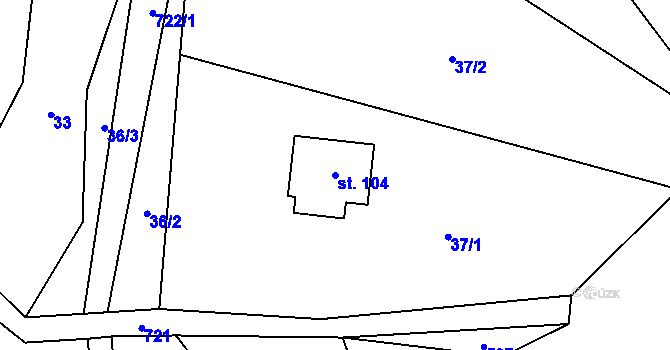 Parcela st. 104 v KÚ Brtná, Katastrální mapa