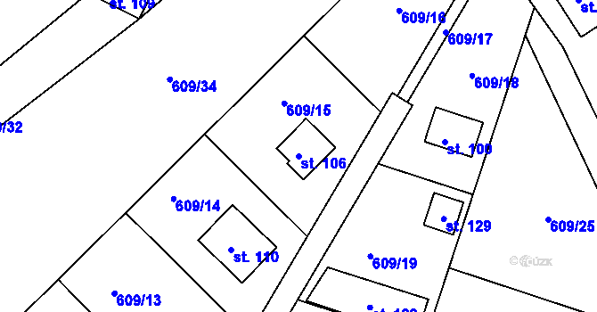 Parcela st. 106 v KÚ Brtná, Katastrální mapa