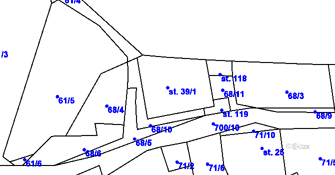 Parcela st. 39/1 v KÚ Brtná, Katastrální mapa
