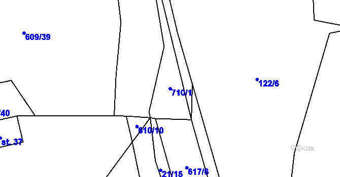 Parcela st. 710/1 v KÚ Brtná, Katastrální mapa