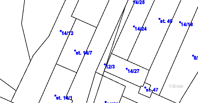 Parcela st. 14/22 v KÚ Brtná, Katastrální mapa