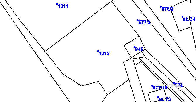 Parcela st. 1012 v KÚ Brtná, Katastrální mapa