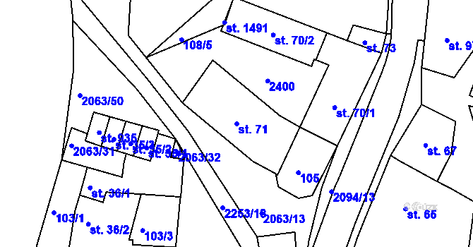 Parcela st. 71 v KÚ Brtnice, Katastrální mapa