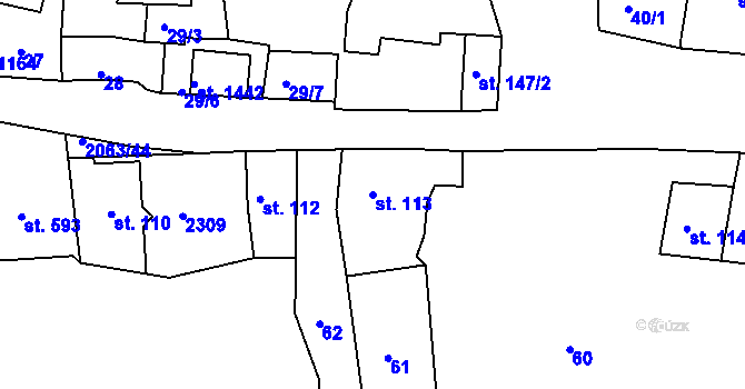 Parcela st. 113 v KÚ Brtnice, Katastrální mapa