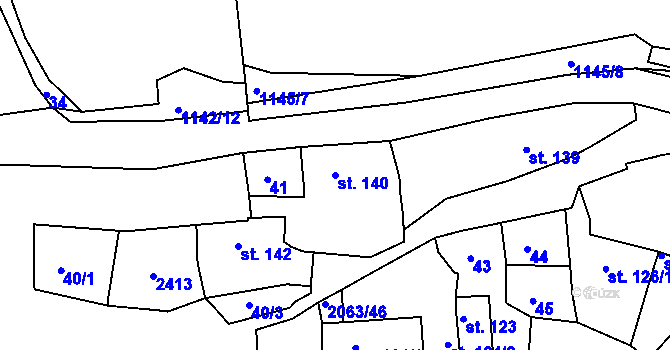 Parcela st. 140 v KÚ Brtnice, Katastrální mapa