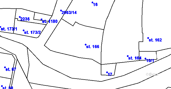 Parcela st. 166 v KÚ Brtnice, Katastrální mapa