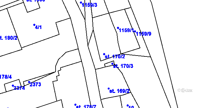 Parcela st. 170/2 v KÚ Brtnice, Katastrální mapa