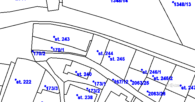 Parcela st. 244 v KÚ Brtnice, Katastrální mapa