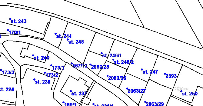 Parcela st. 246/1 v KÚ Brtnice, Katastrální mapa