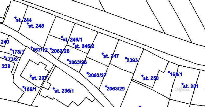 Parcela st. 247 v KÚ Brtnice, Katastrální mapa