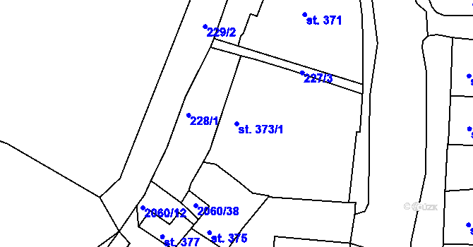 Parcela st. 373/1 v KÚ Brtnice, Katastrální mapa