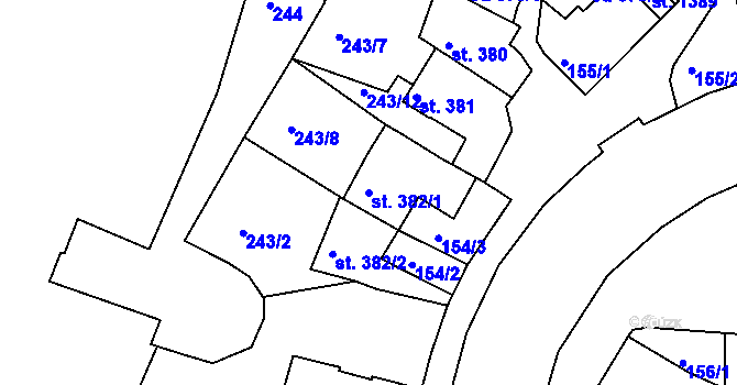 Parcela st. 382/1 v KÚ Brtnice, Katastrální mapa
